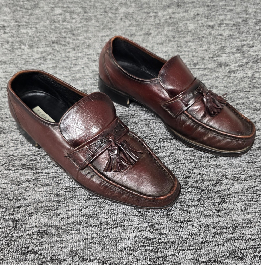 Florsheim Como Leather Tassel Loafers Men's Size 9 D Burgundy Oxblood #33461